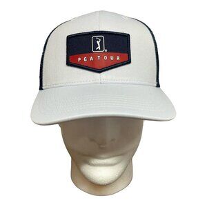 PGA Tour Pro Series Golf Hat Americana Blue White Logo Patch Trucker Snapback